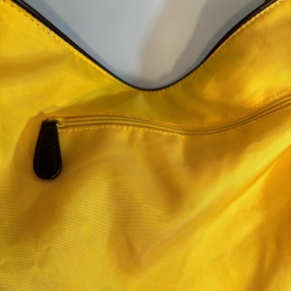 Kenneth Cole Reaction Womens Large Shoulder Hand Bag Hobo Leather Fabric Yellow - Picture 9 of 12